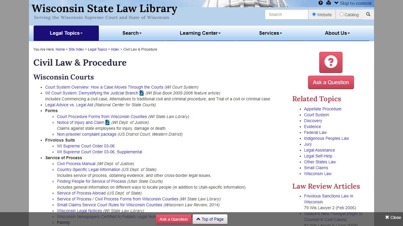 Civil Law & Procedure - Wisconsin State Law Library